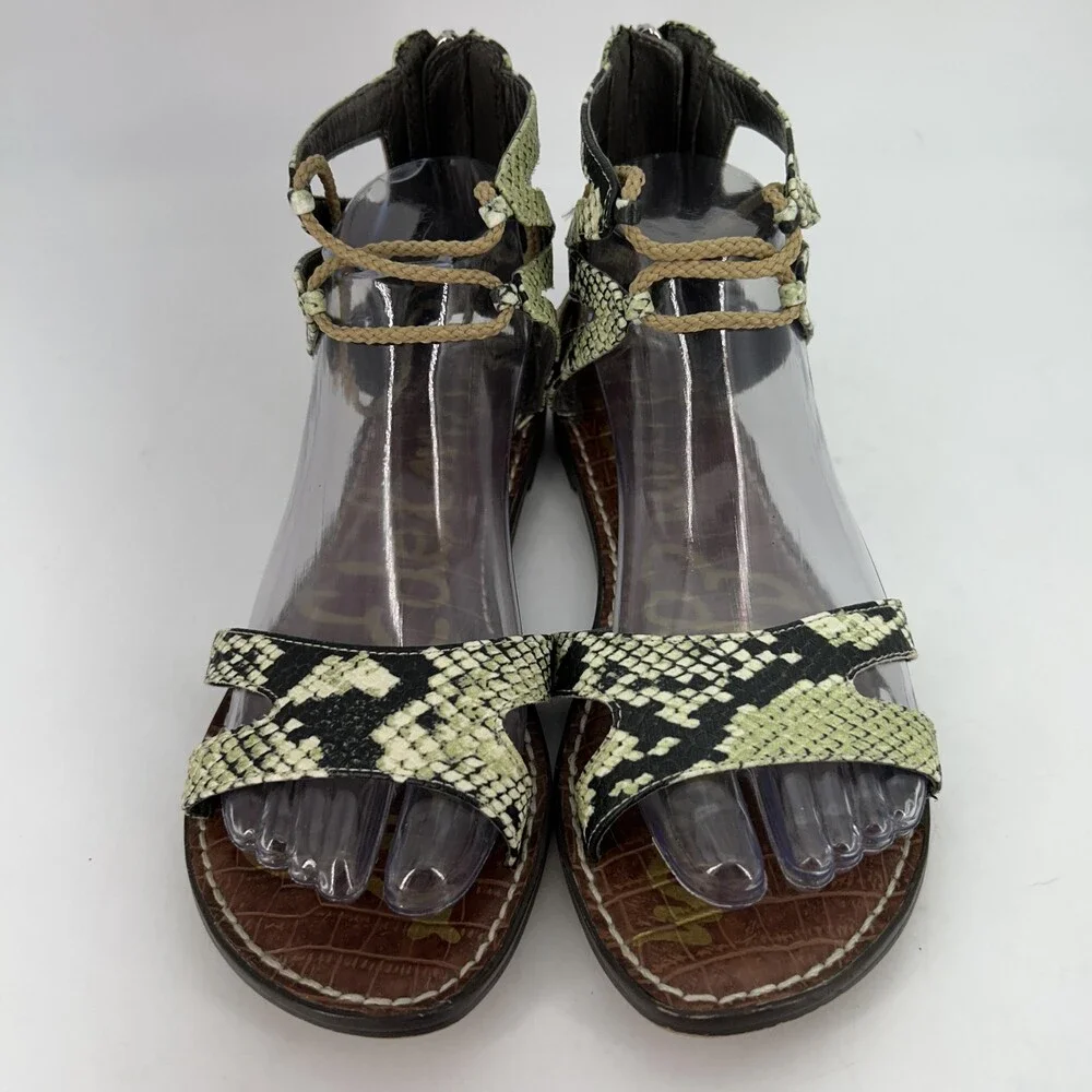 Sam Edelman Sandals Shoes Womens Size 8 Gwenna Snake Print Gladiator Side Tie